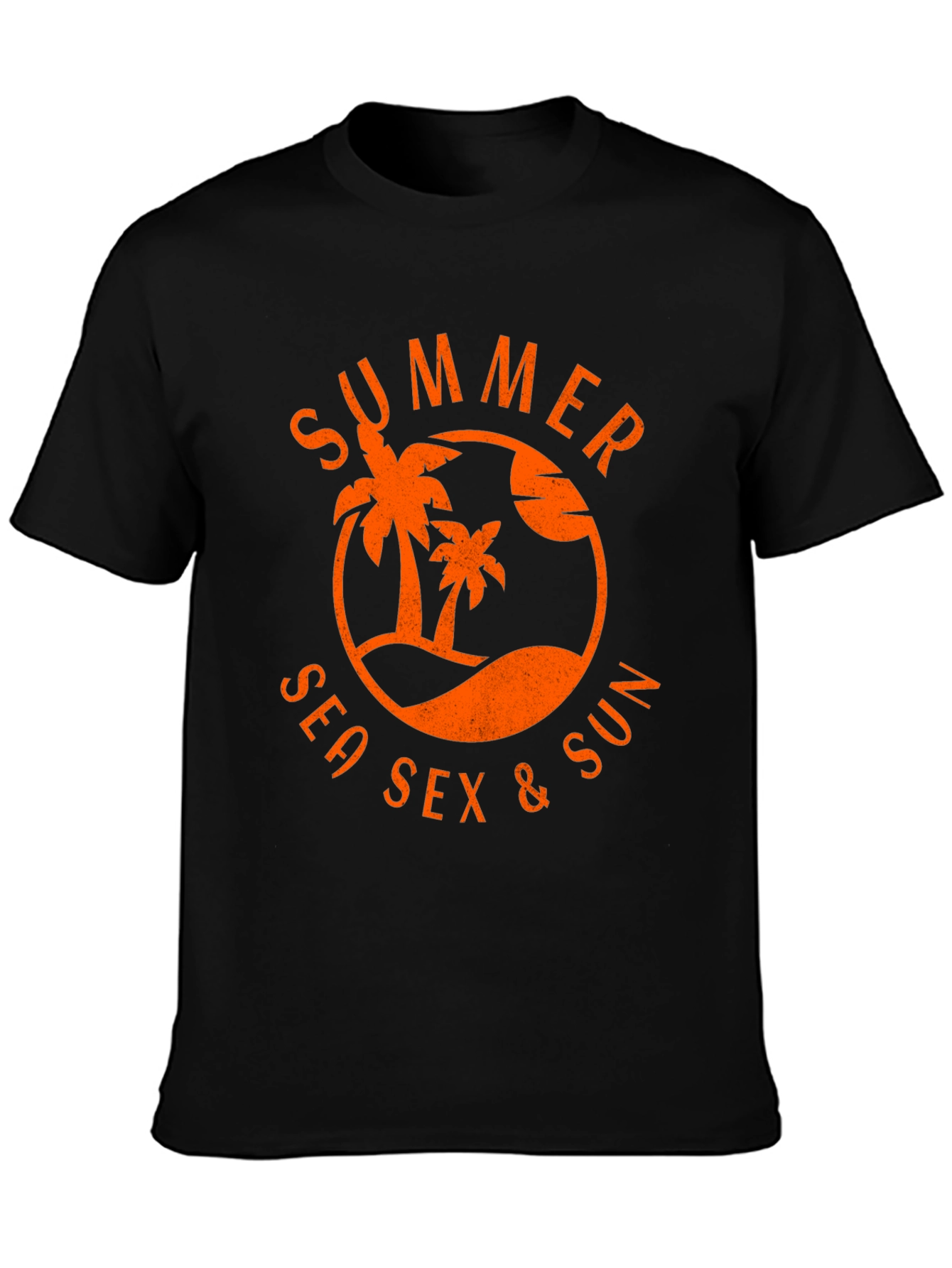 Summer Sea Sex & Sun Graphic T-Shirt - Black