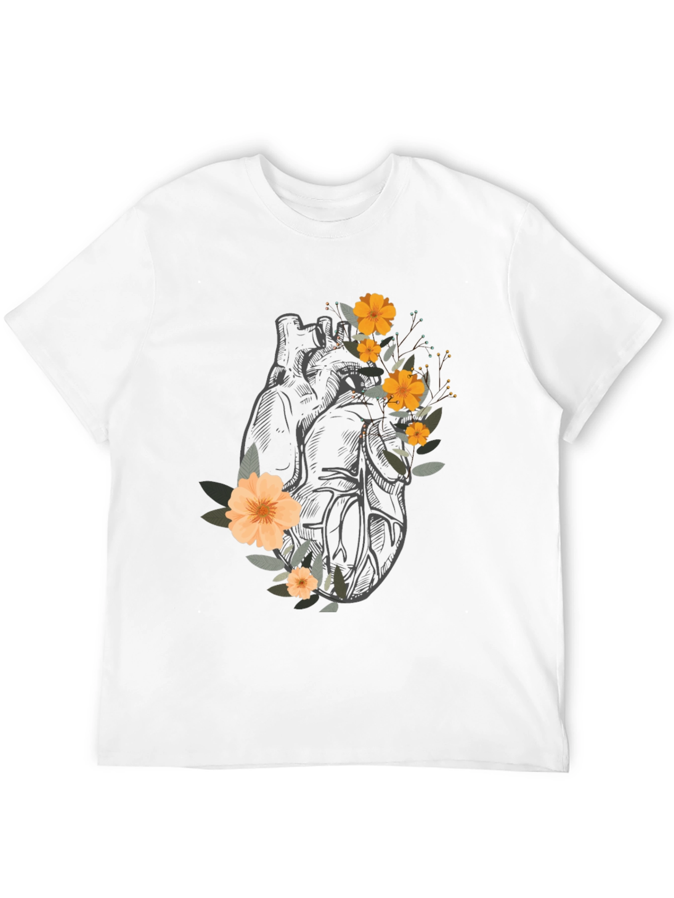 Anatomical Heart Floral Graphic Tee - Black