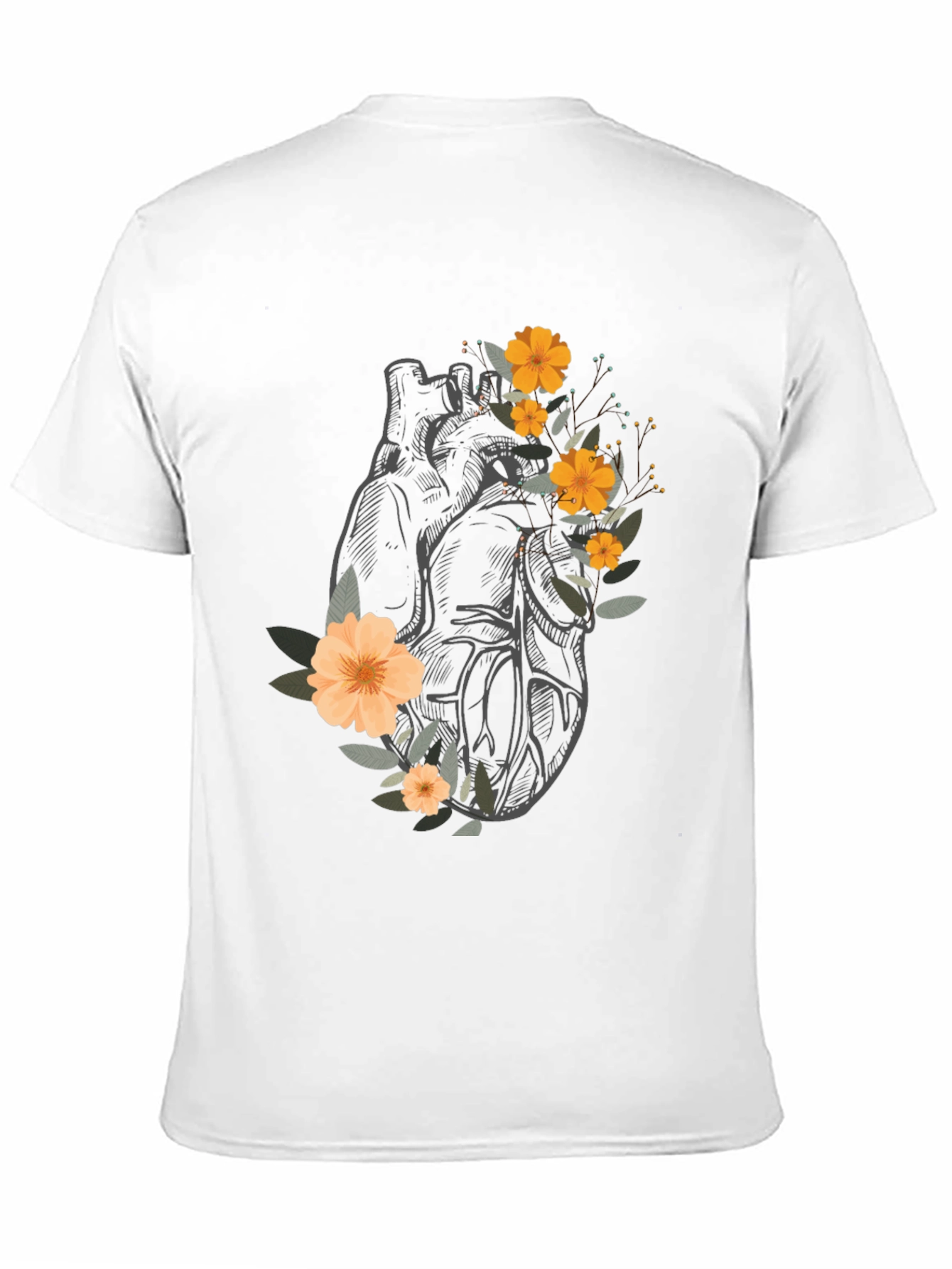 Anatomical Heart Floral Graphic Tee - Black