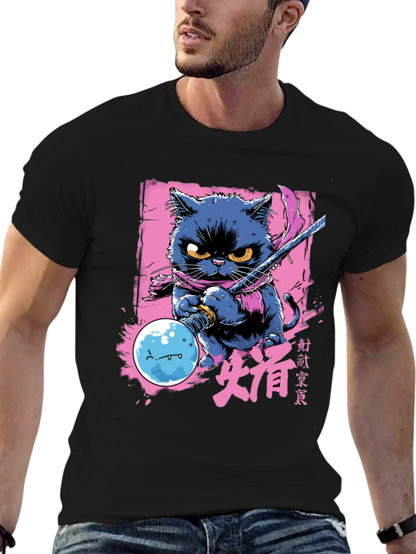Samurai Cat T-Shirt - Unique Graphic Tee