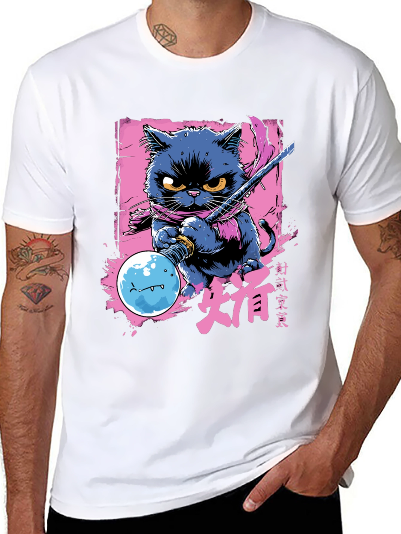 Samurai Cat T-Shirt - Unique Graphic Tee