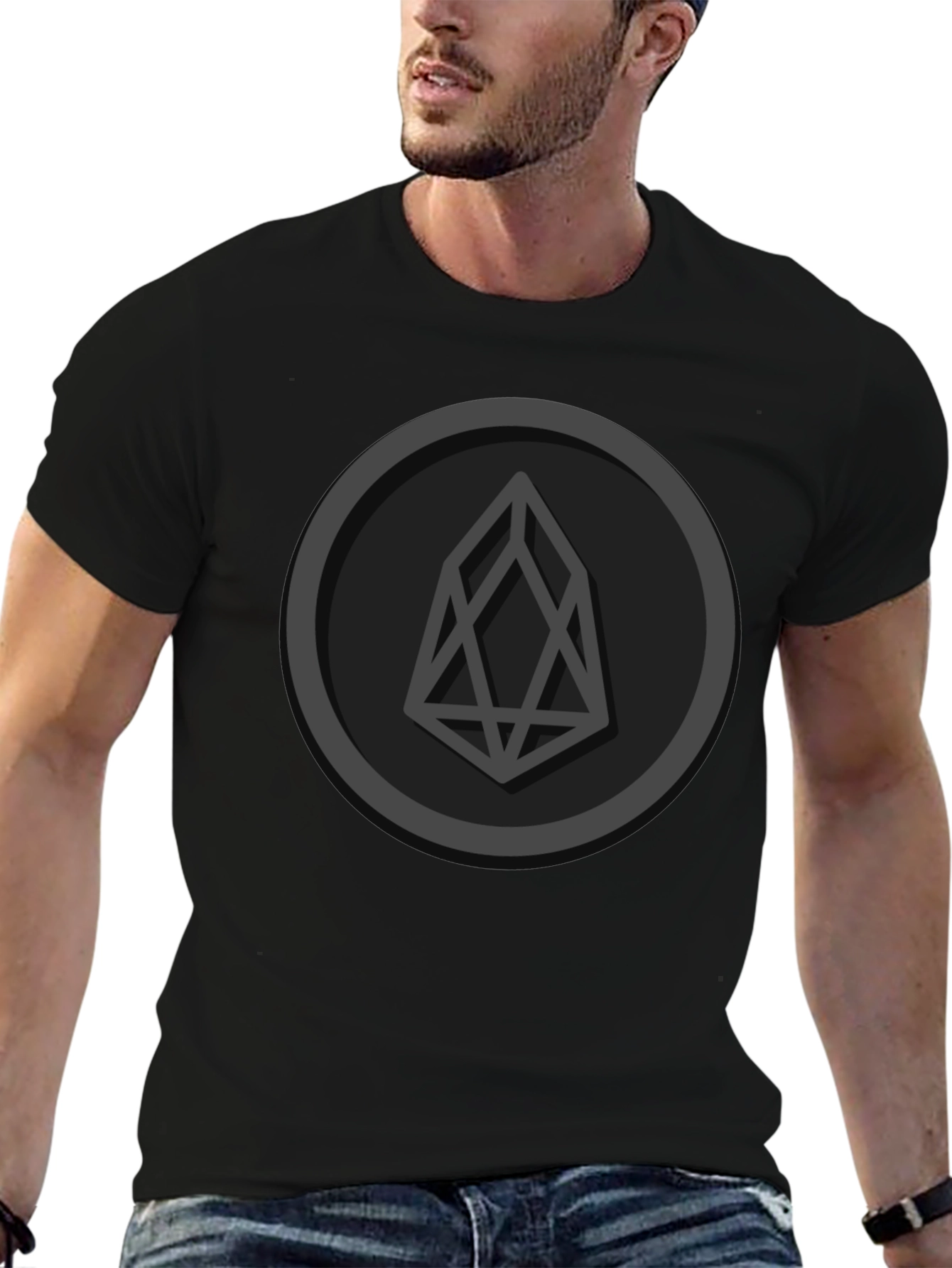 EOS Crypto Logo Black T-Shirt - Blockchain Enthusiast Tee