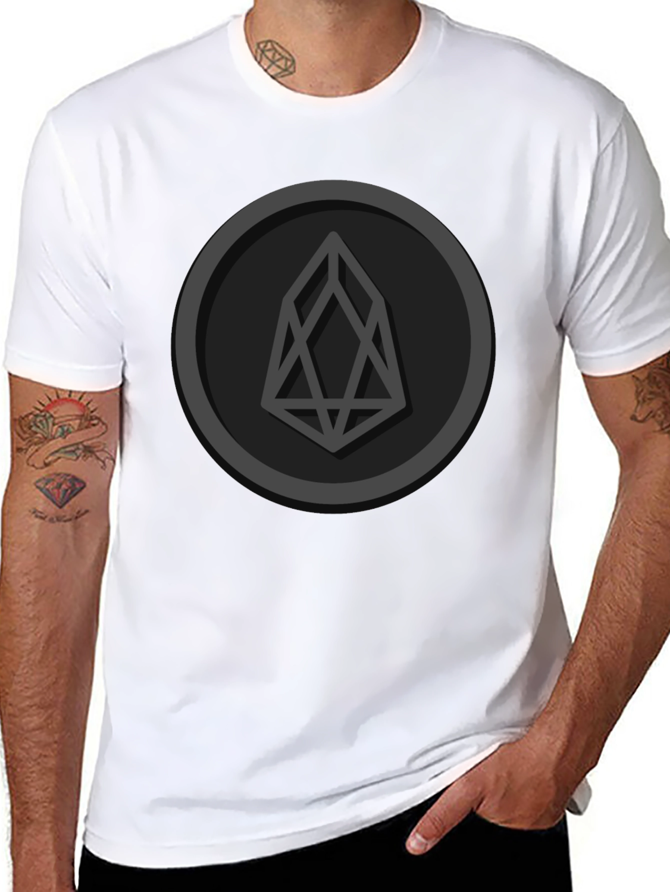 EOS Crypto Logo Black T-Shirt - Blockchain Enthusiast Tee