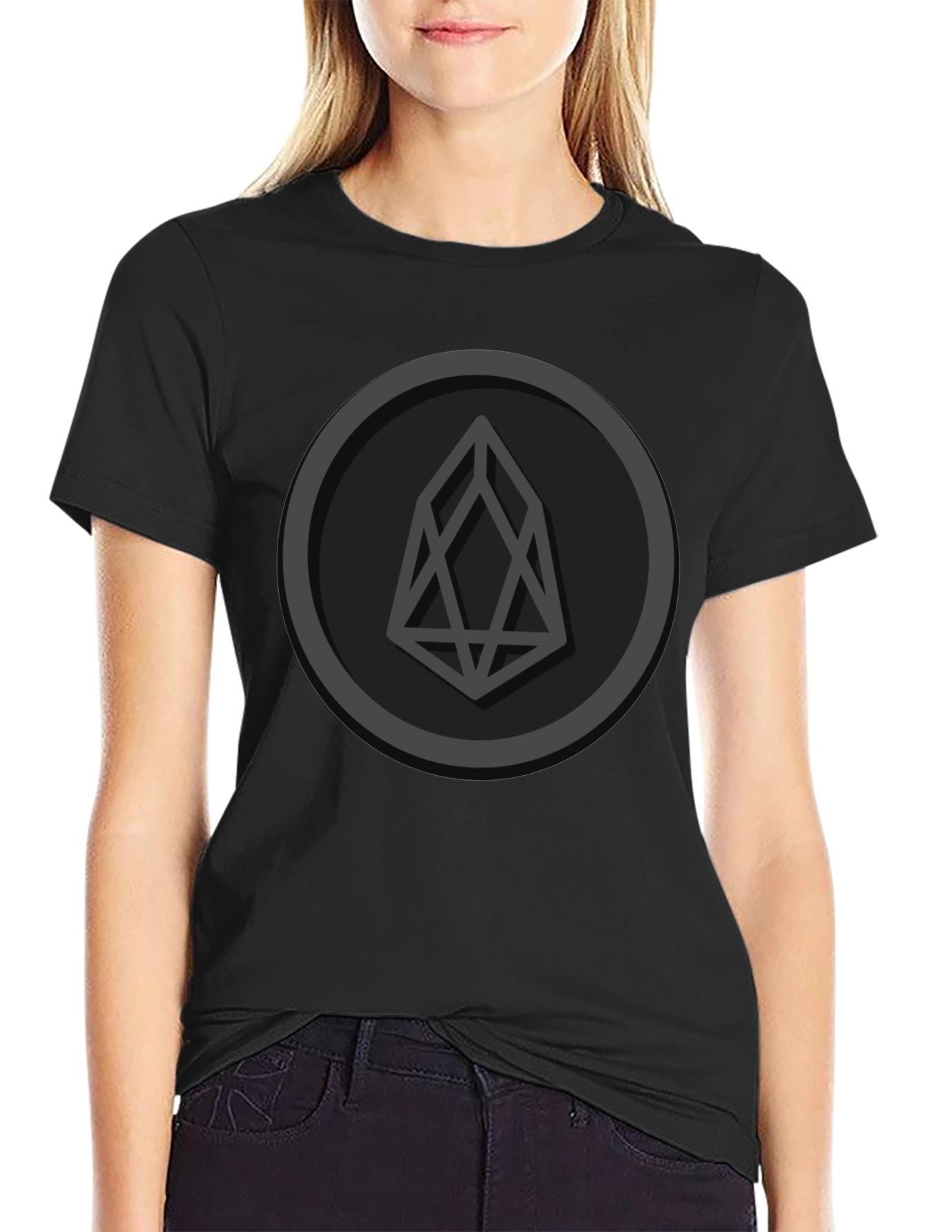 EOS Crypto Logo Black T-Shirt - Blockchain Enthusiast Tee