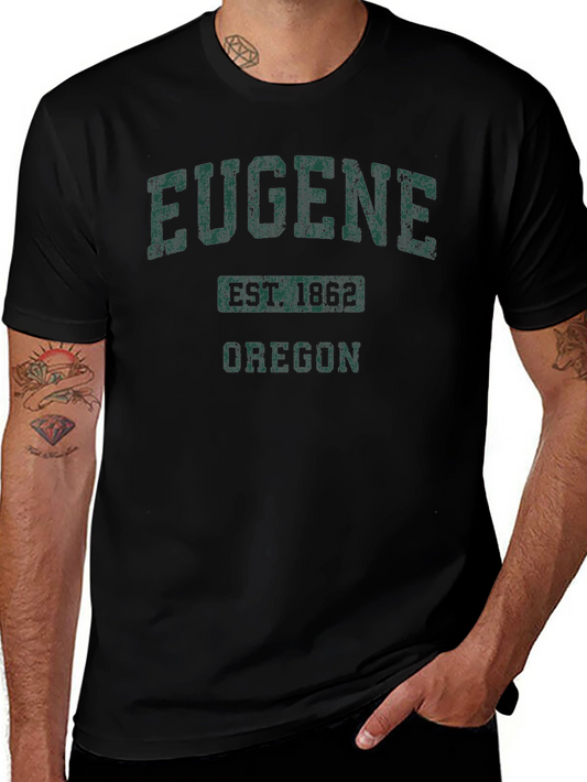 Eugene Oregon Graphic Tee - Est. 1862 - Mens Black T-Shirt
