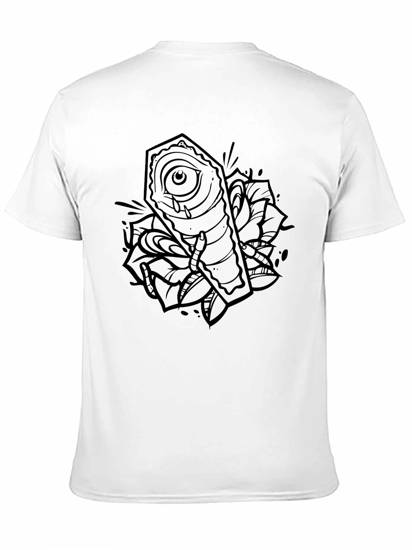 Edgy Coffin Eye Rose Graphic Tee - Black