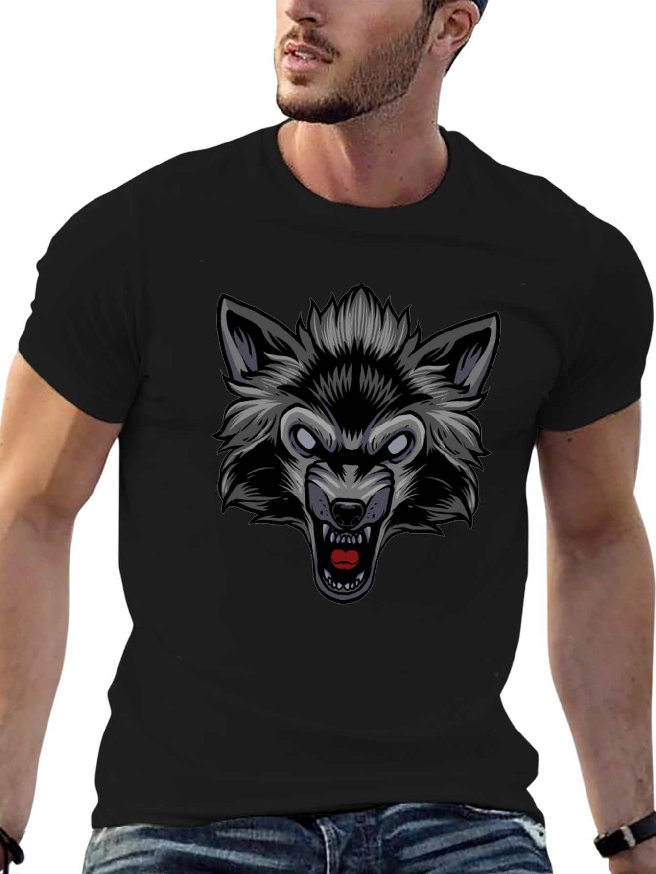 Wolf Graphic Black T-Shirt - Fierce Style!