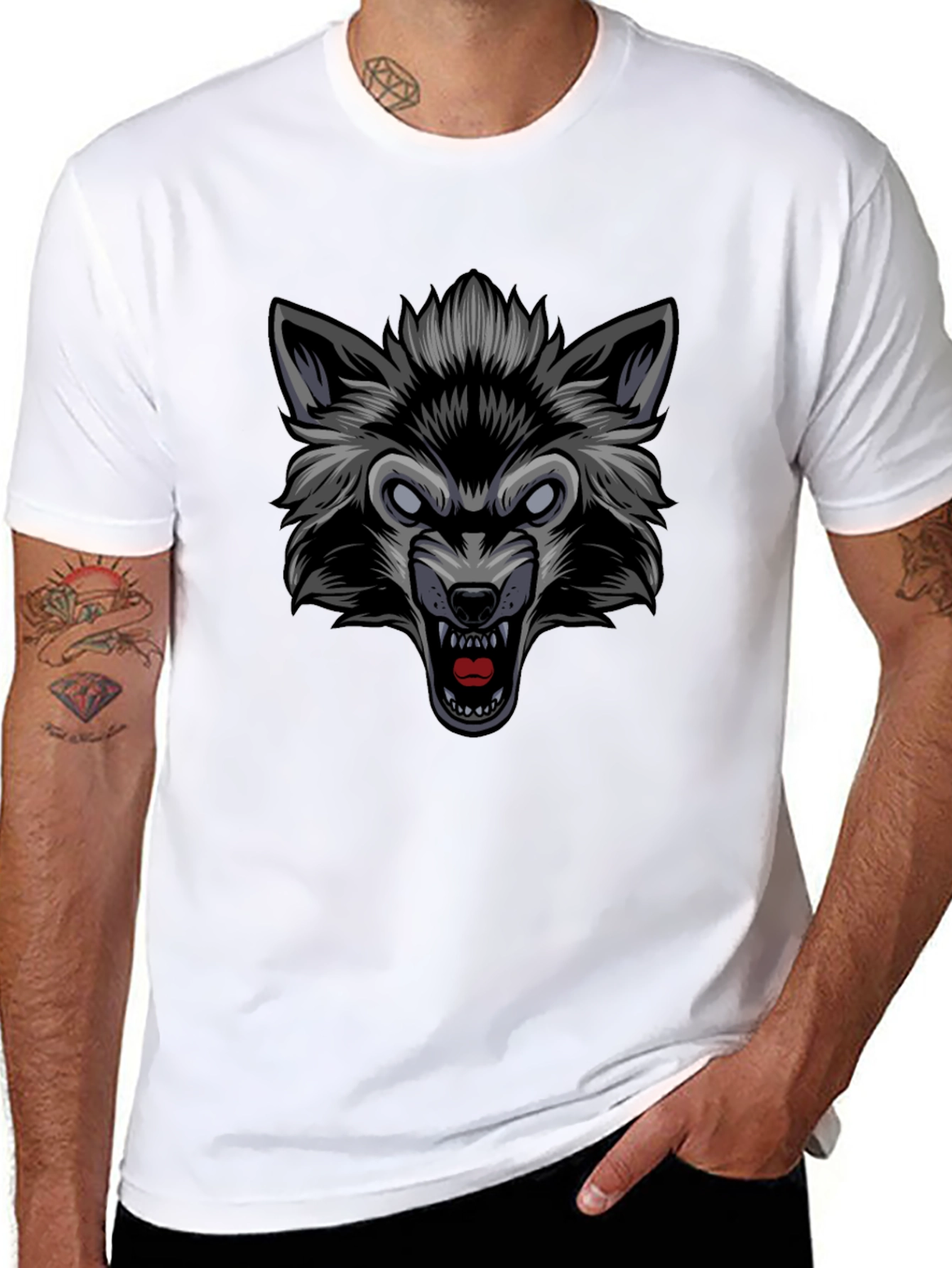 Wolf Graphic Black T-Shirt - Fierce Style!