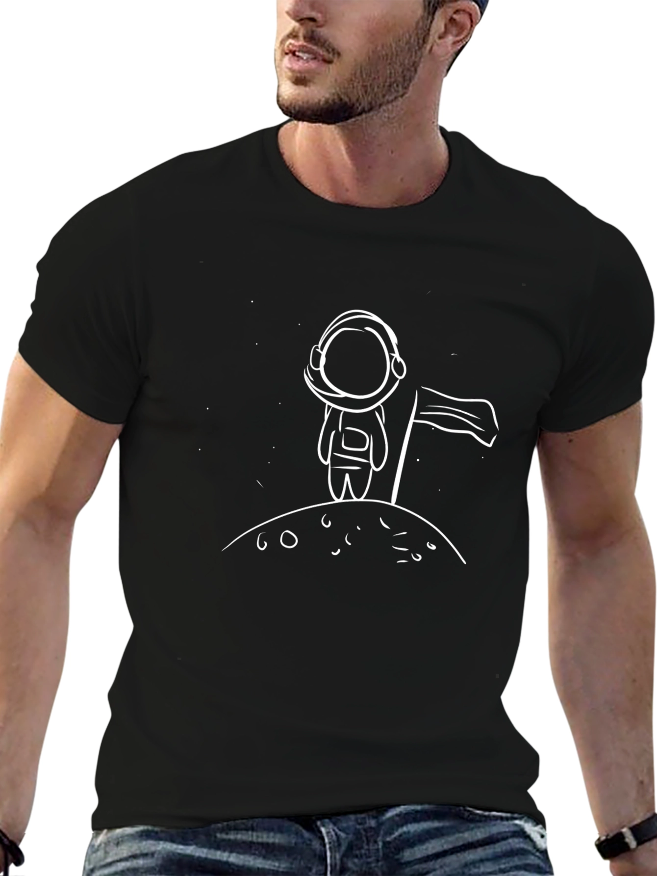 Astronaut on Moon T-Shirt - Space Graphic Tee