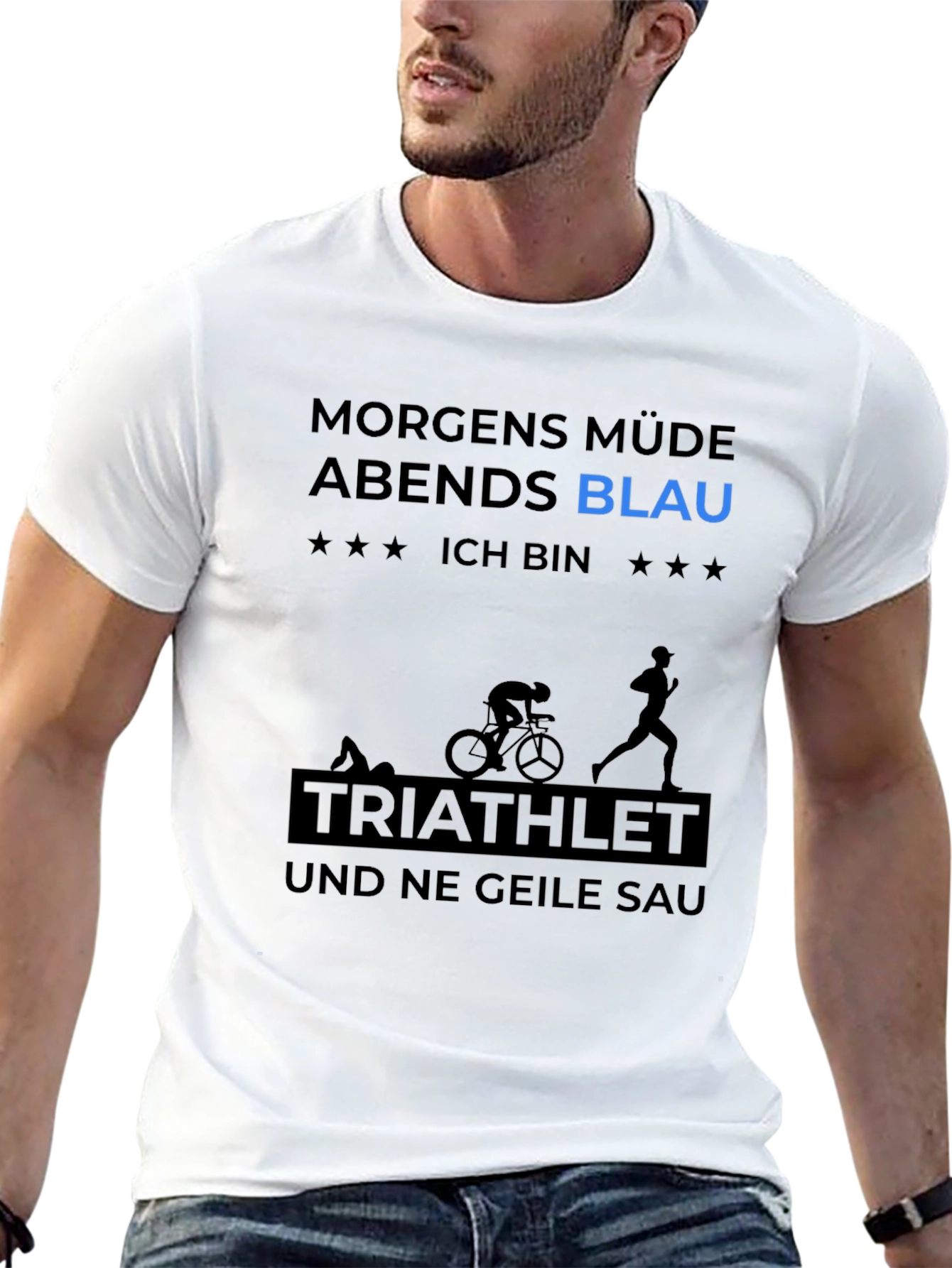 Triathlete T-Shirt - Morgen Müde Abends Blau