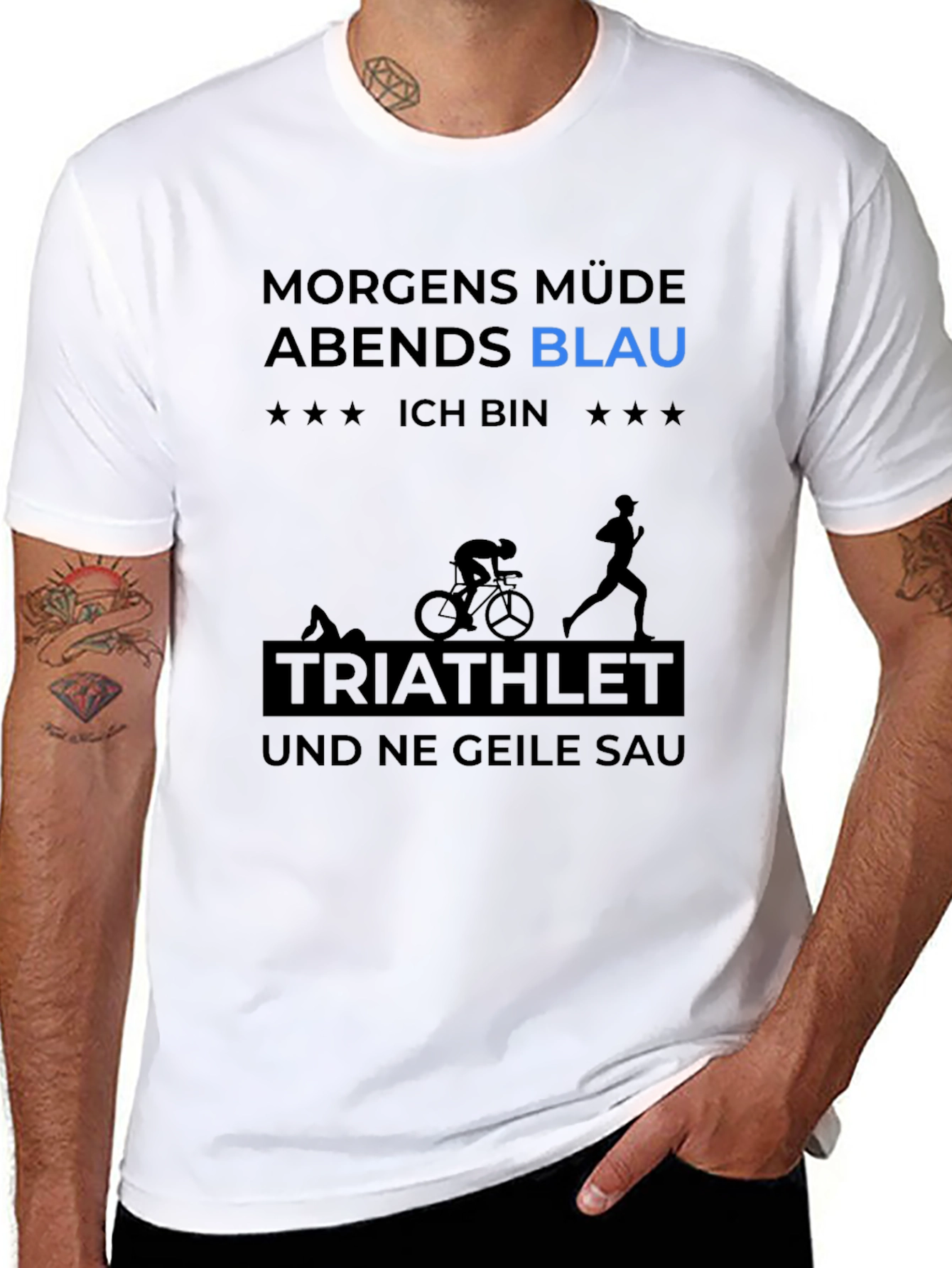 Triathlete T-Shirt - Morgen Müde Abends Blau