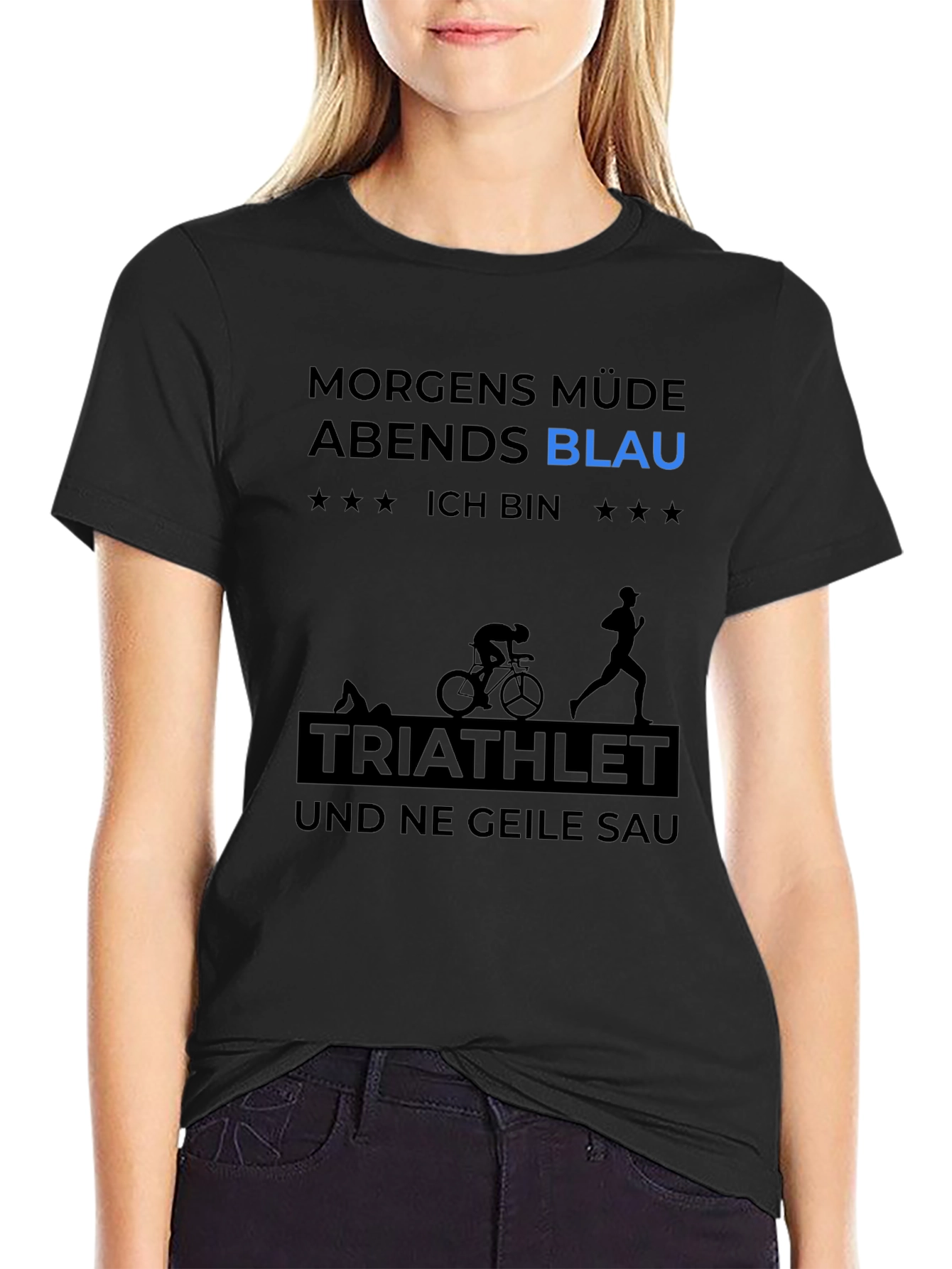 Triathlete T-Shirt - Morgen Müde Abends Blau