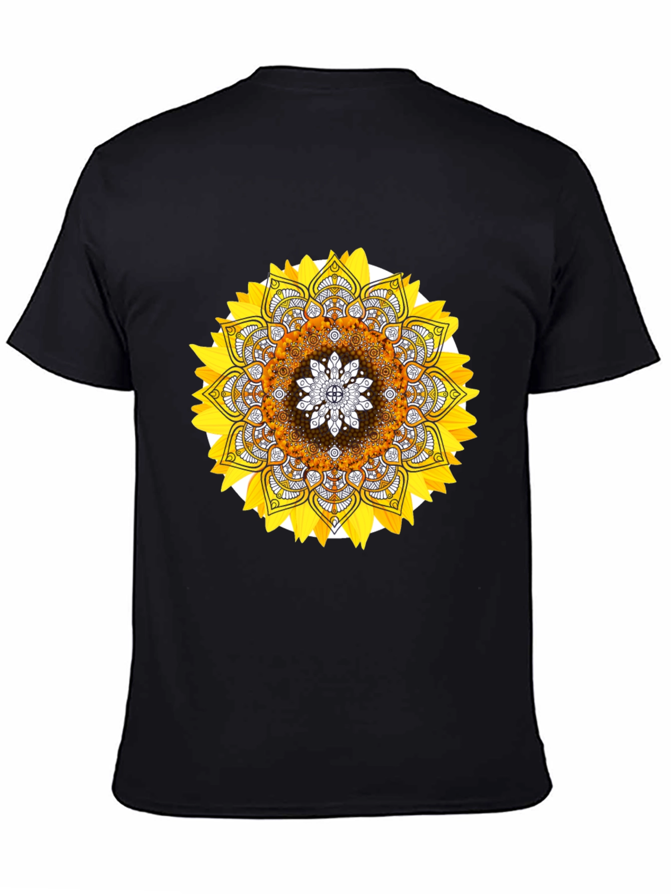 Sunflower Mandala Graphic Tee - Stylish Black T-Shirt