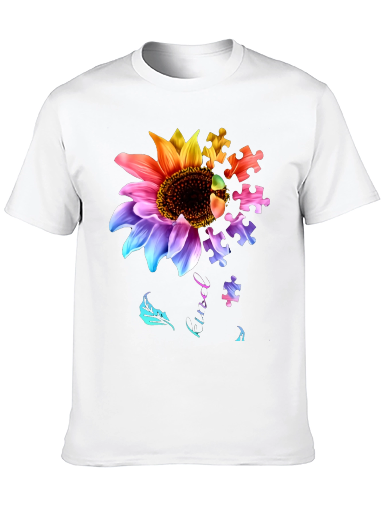 Autism Awareness Sunflower Puzzle T-Shirt