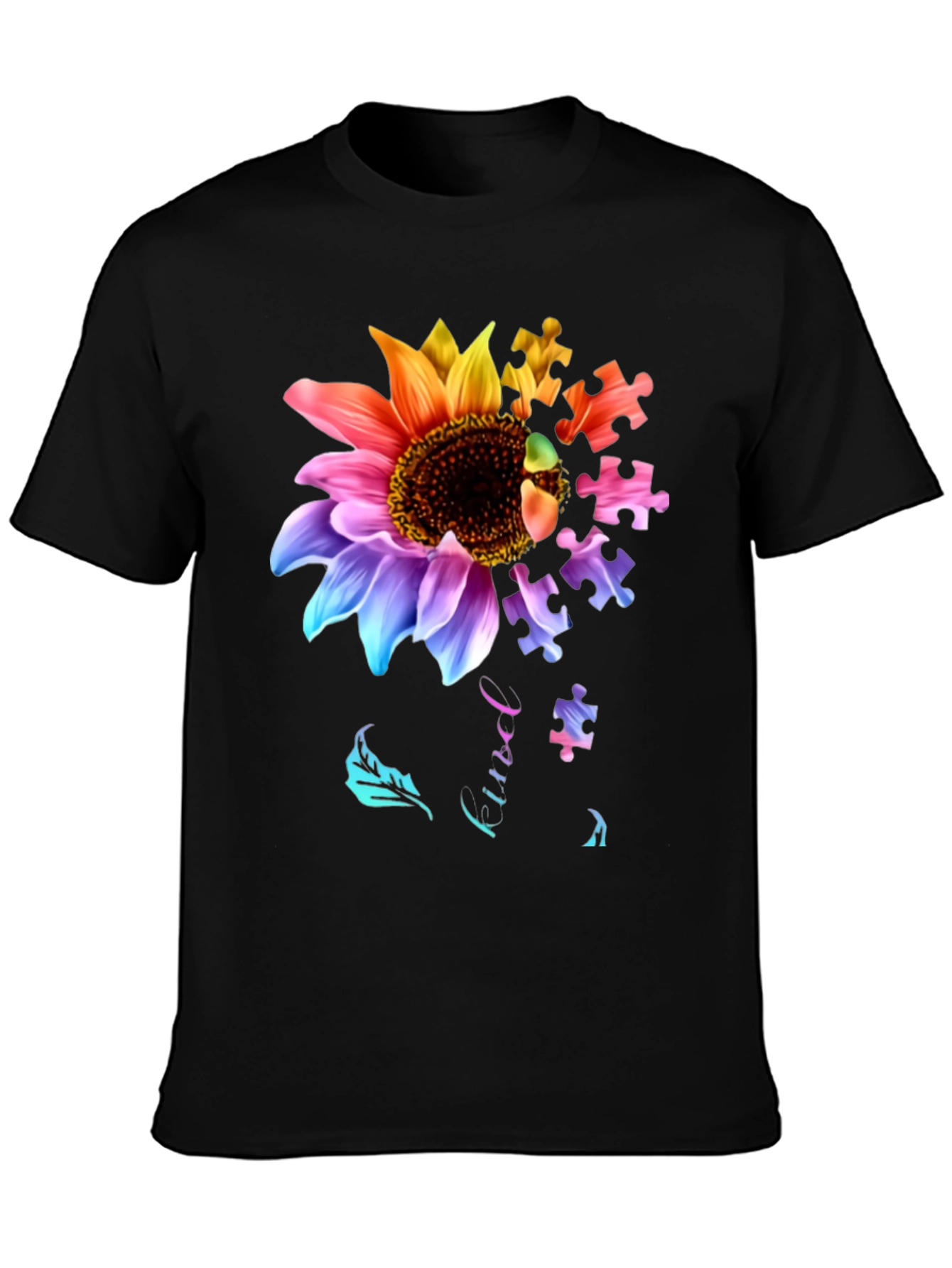 Autism Awareness Sunflower Puzzle T-Shirt