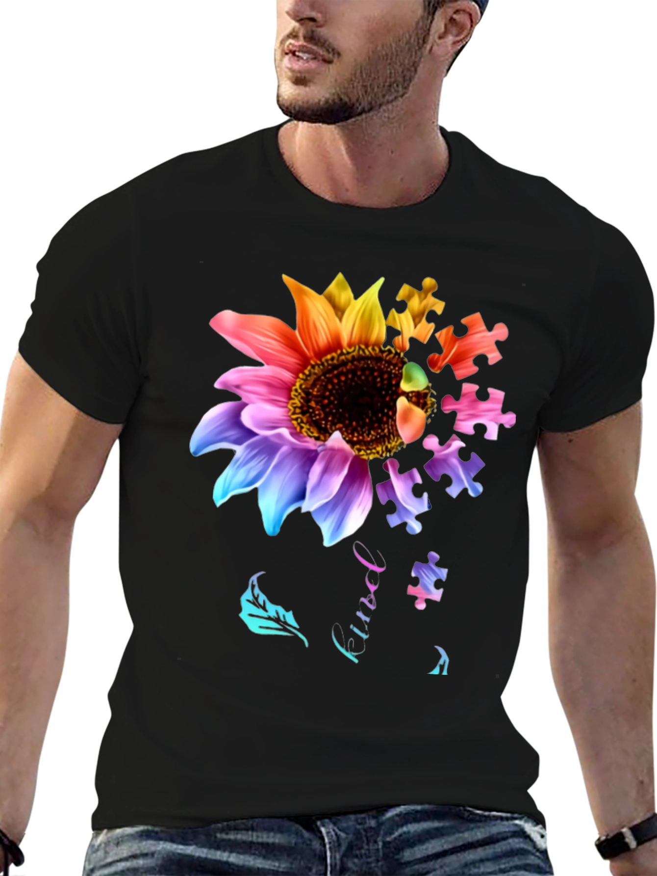 Autism Awareness Sunflower Puzzle T-Shirt