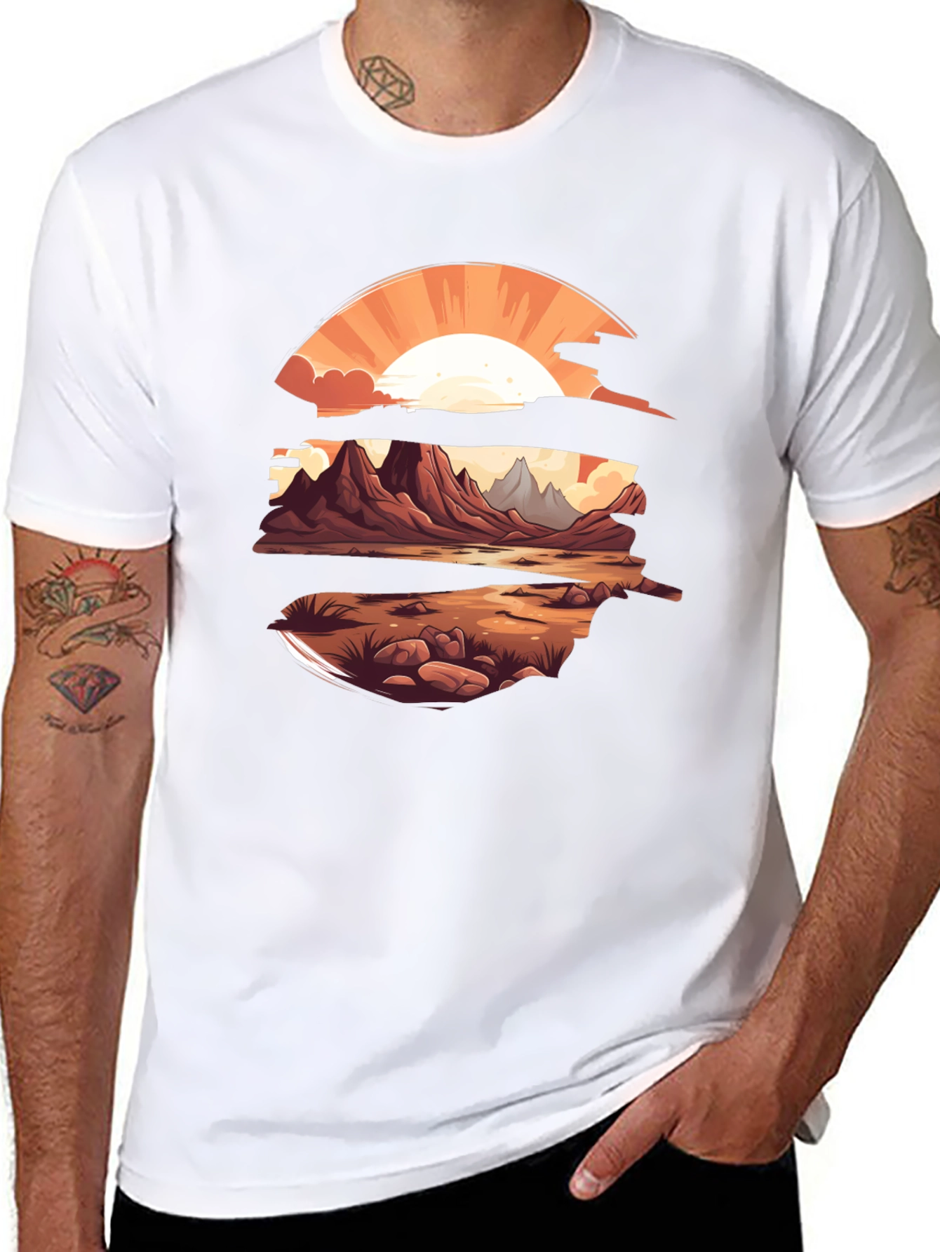 Sunset Landscape Graphic Tee - Stylish Comfort