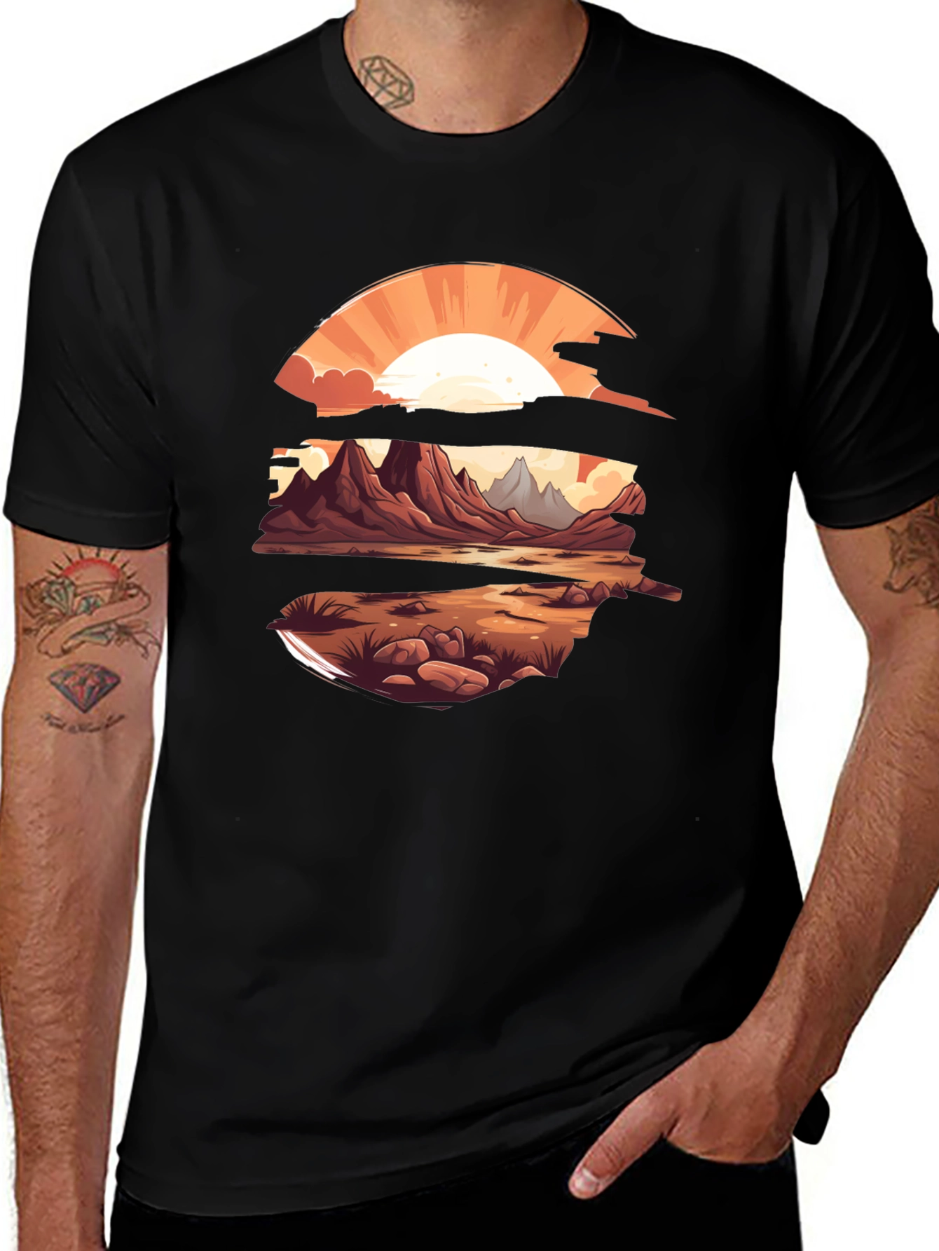Sunset Landscape Graphic Tee - Stylish Comfort