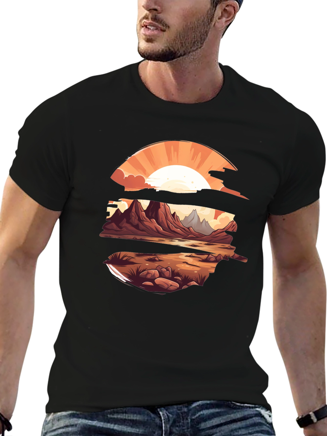 Sunset Landscape Graphic Tee - Stylish Comfort