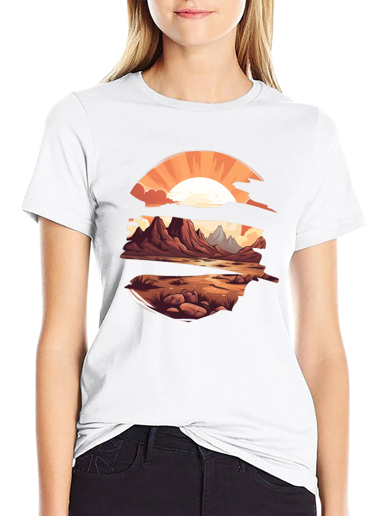 Sunset Landscape Graphic Tee - Stylish Comfort
