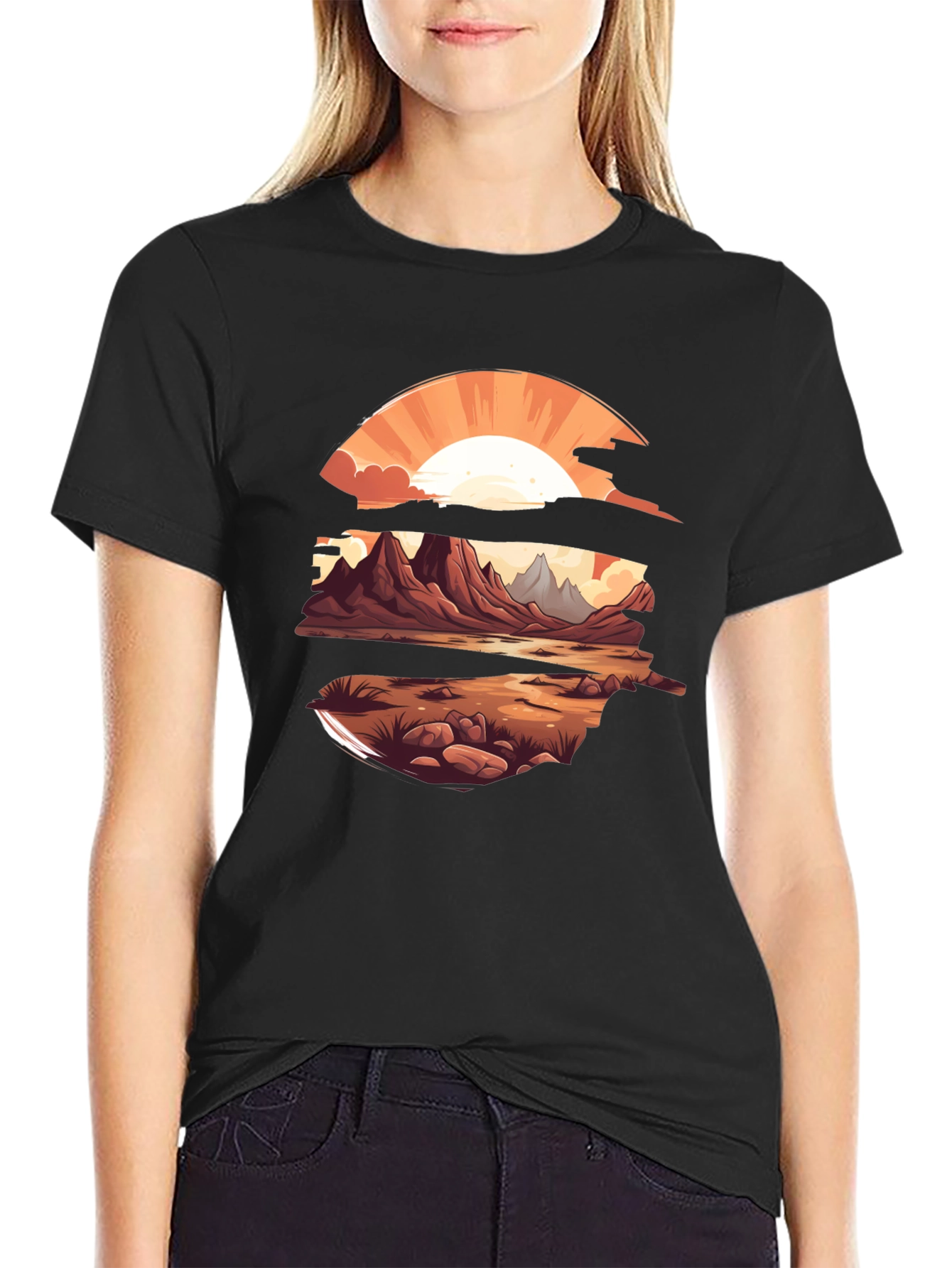 Sunset Landscape Graphic Tee - Stylish Comfort