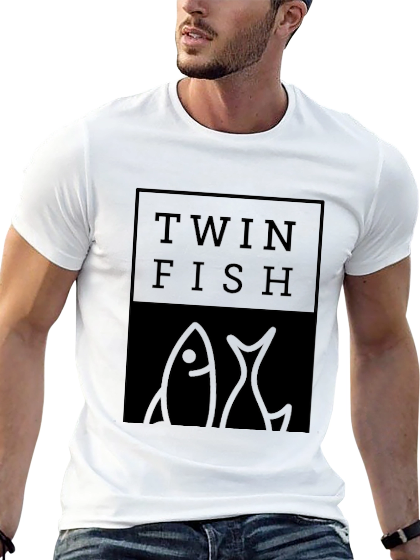 Twin Fish Graphic Black T-Shirt