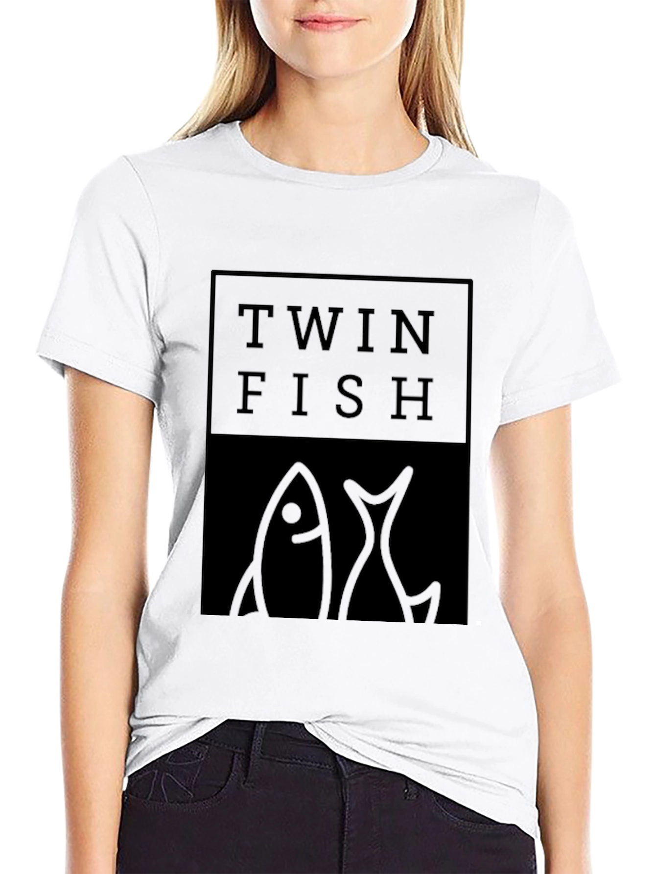 Twin Fish Graphic Black T-Shirt