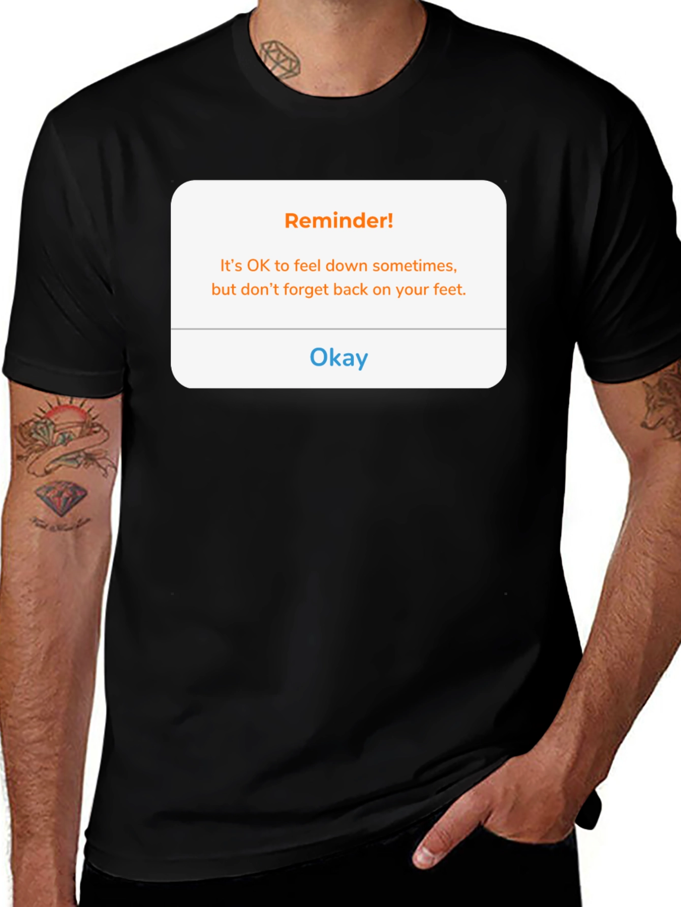Reminder Graphic Tee - Black Crew Neck