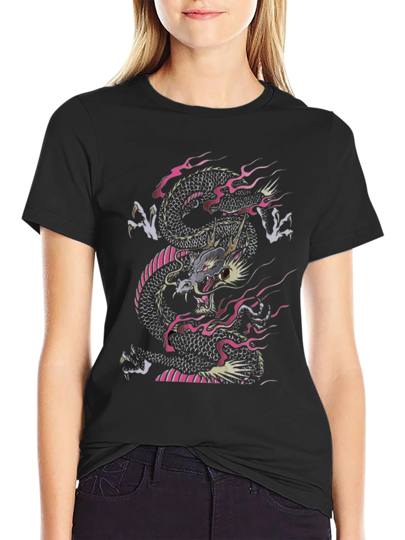 Dragon Print Black T-Shirt