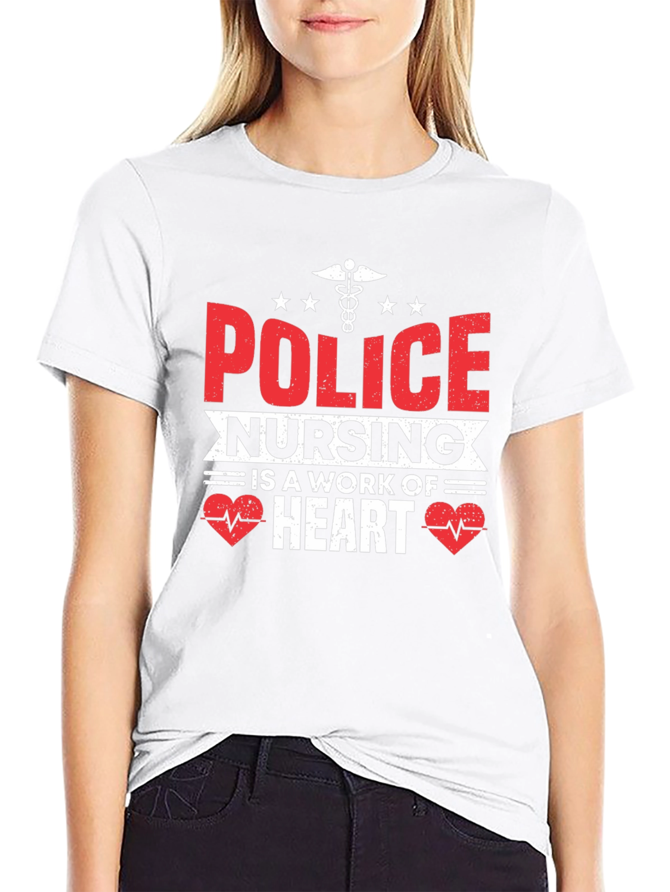 Police Nursing Heart Graphic T-Shirt
