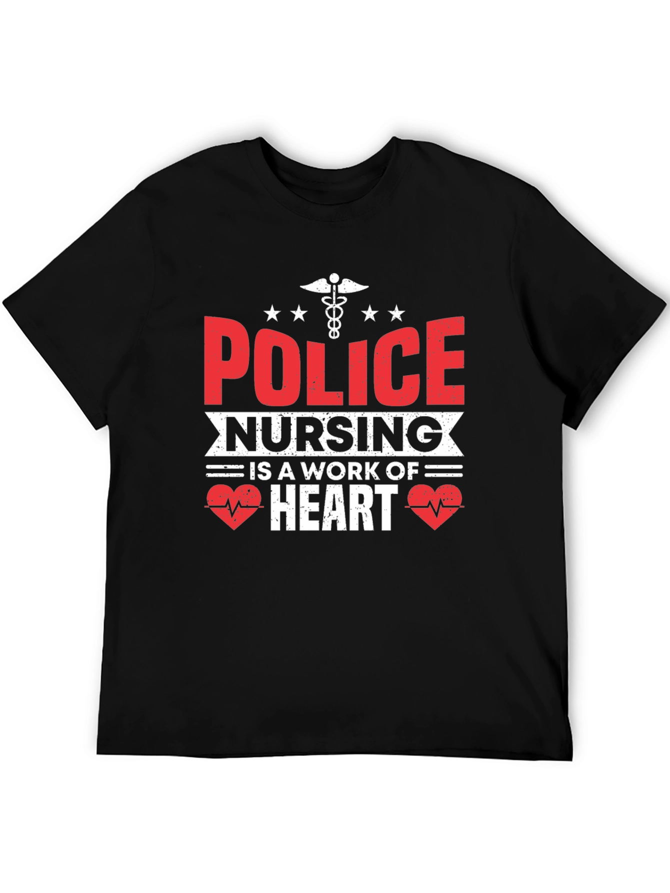 Police Nursing Heart Graphic T-Shirt