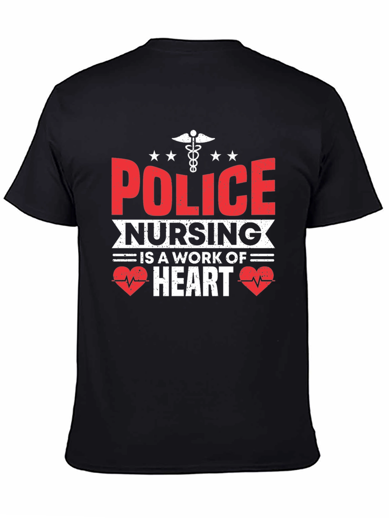 Police Nursing Heart Graphic T-Shirt
