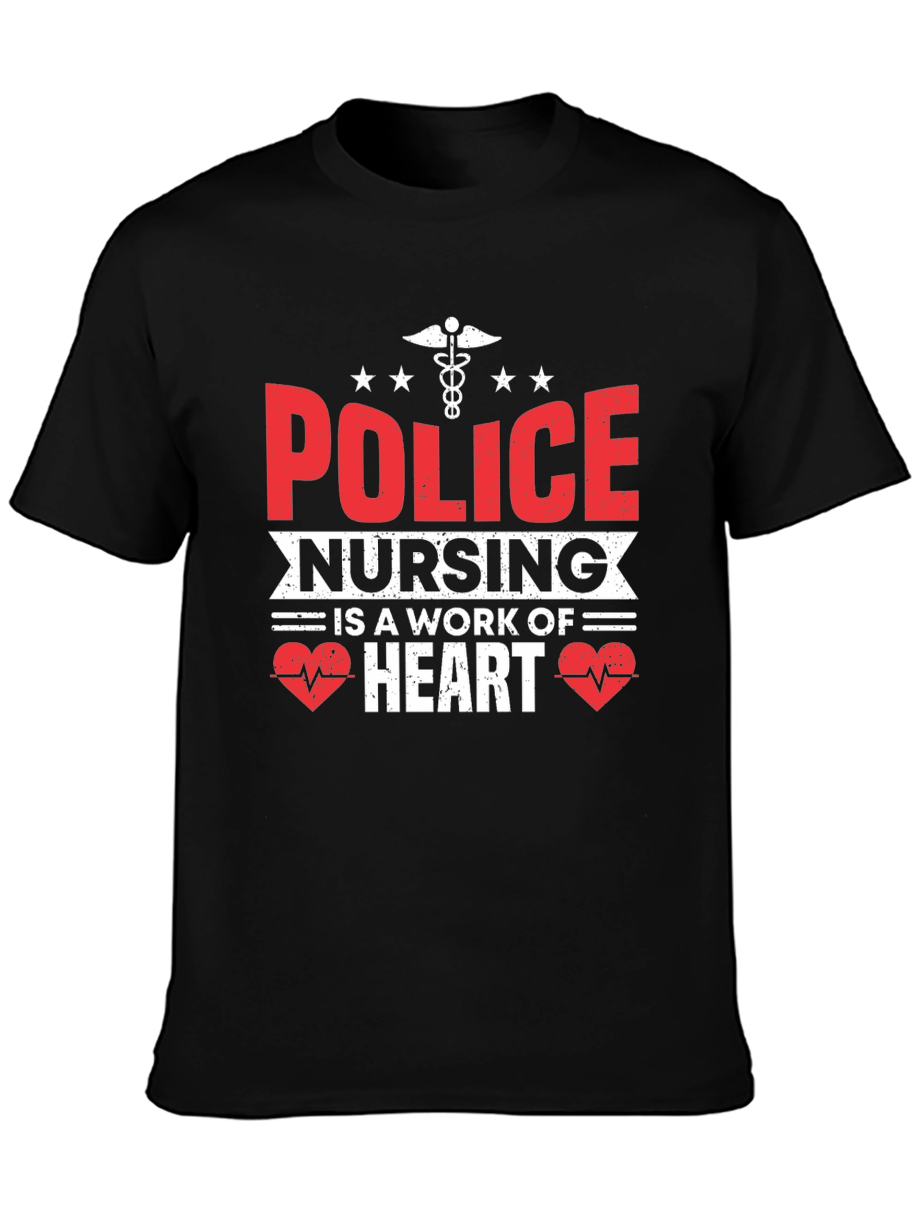 Police Nursing Heart Graphic T-Shirt