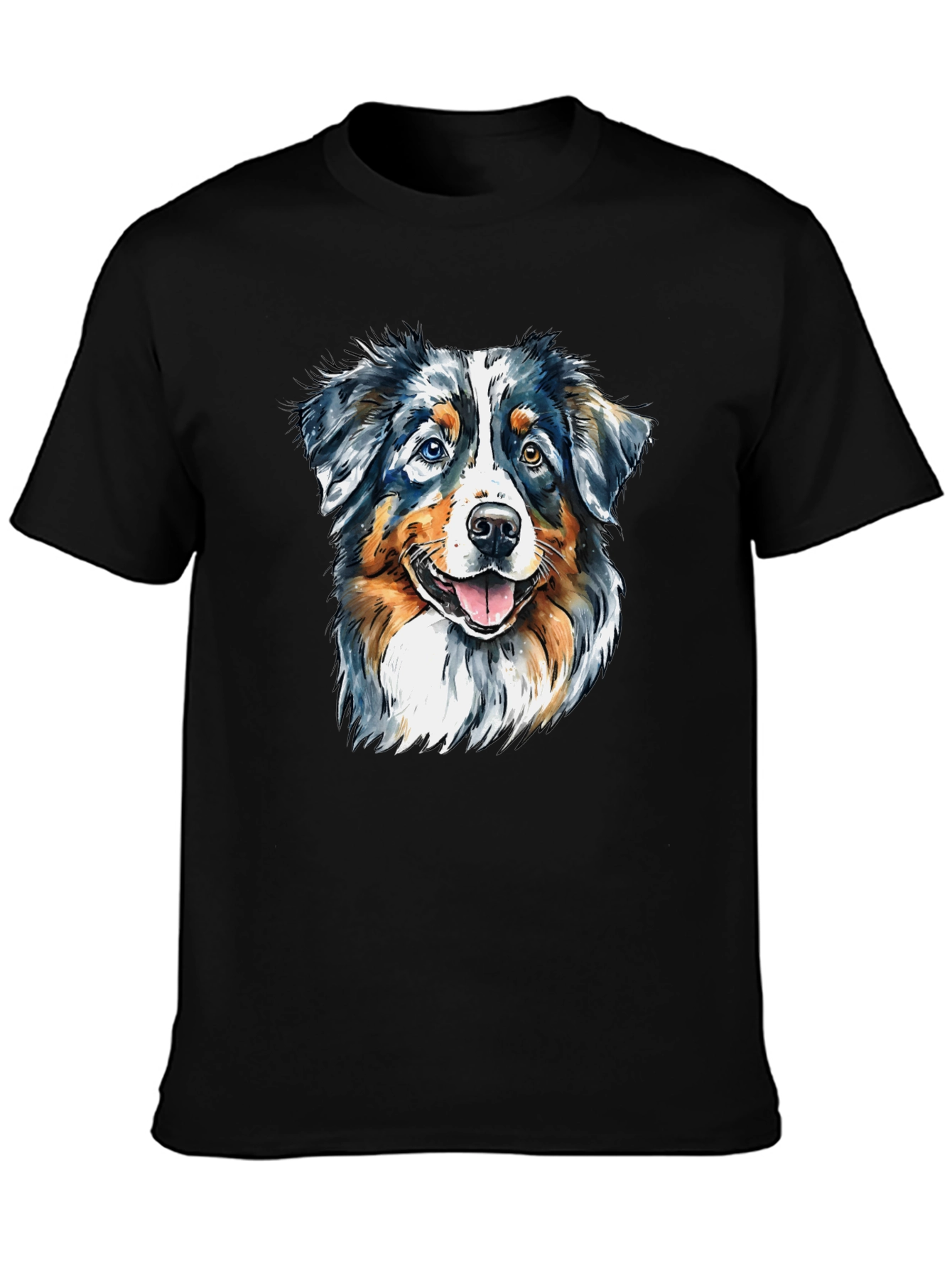 Dog Portrait Graphic Tee - Mens Black T-Shirt
