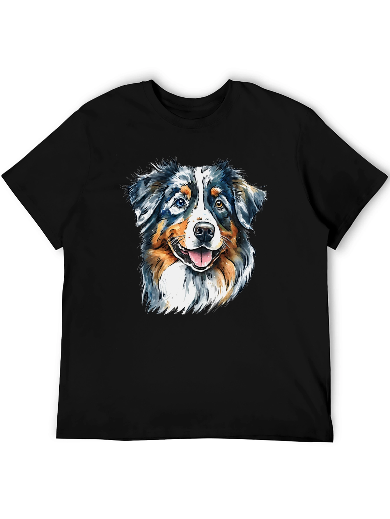Dog Portrait Graphic Tee - Mens Black T-Shirt