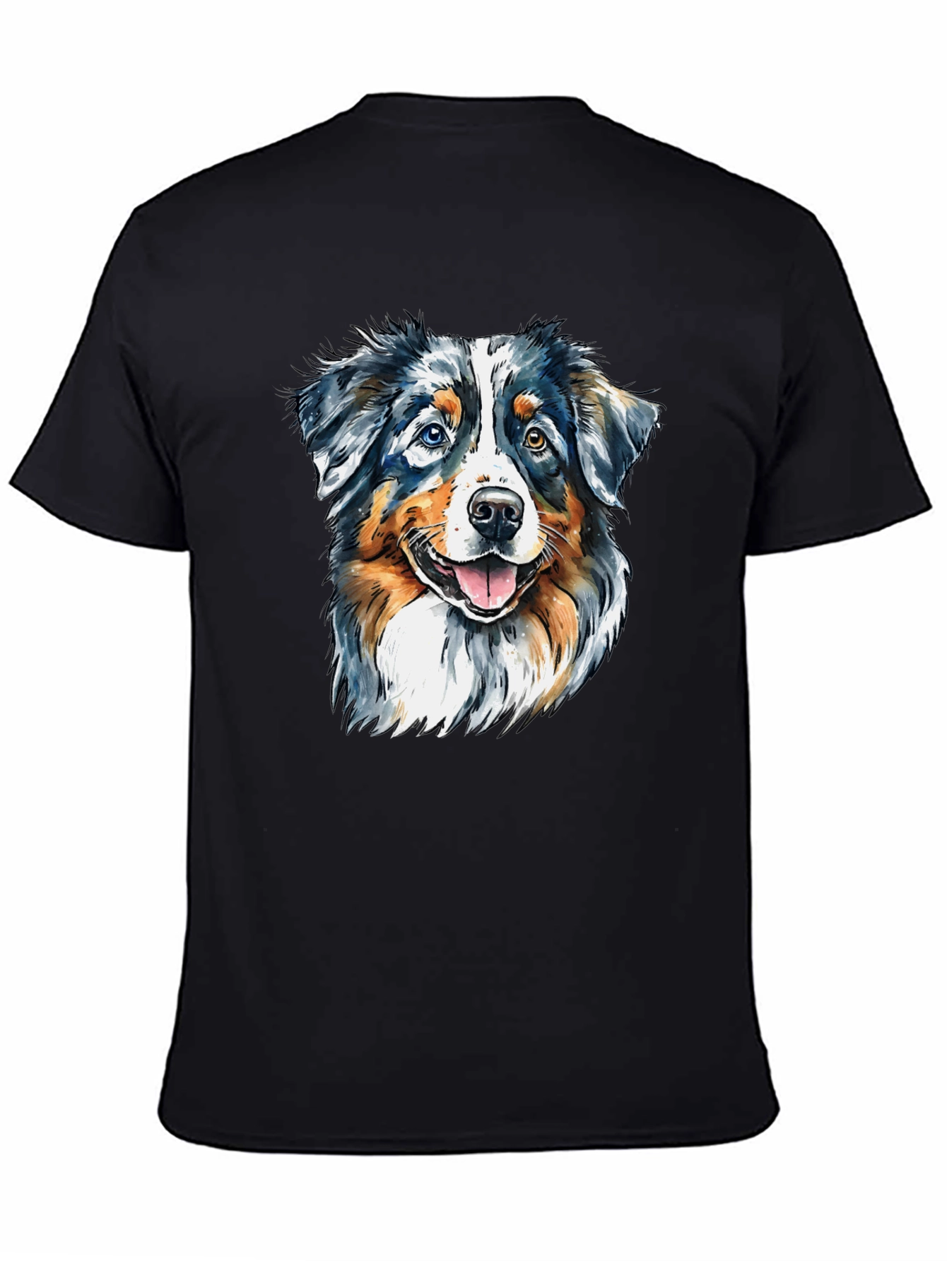 Dog Portrait Graphic Tee - Mens Black T-Shirt
