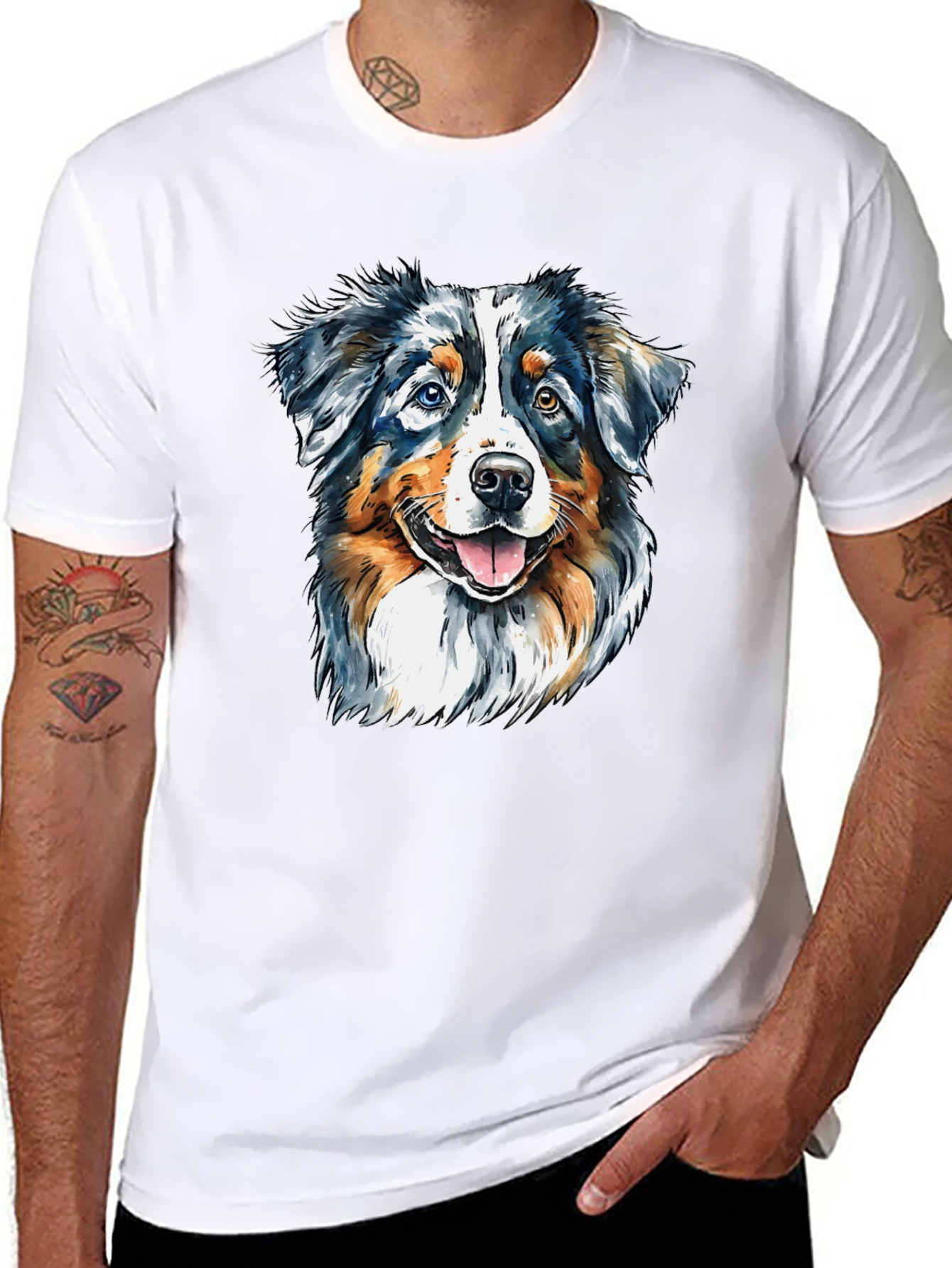 Dog Portrait Graphic Tee - Mens Black T-Shirt