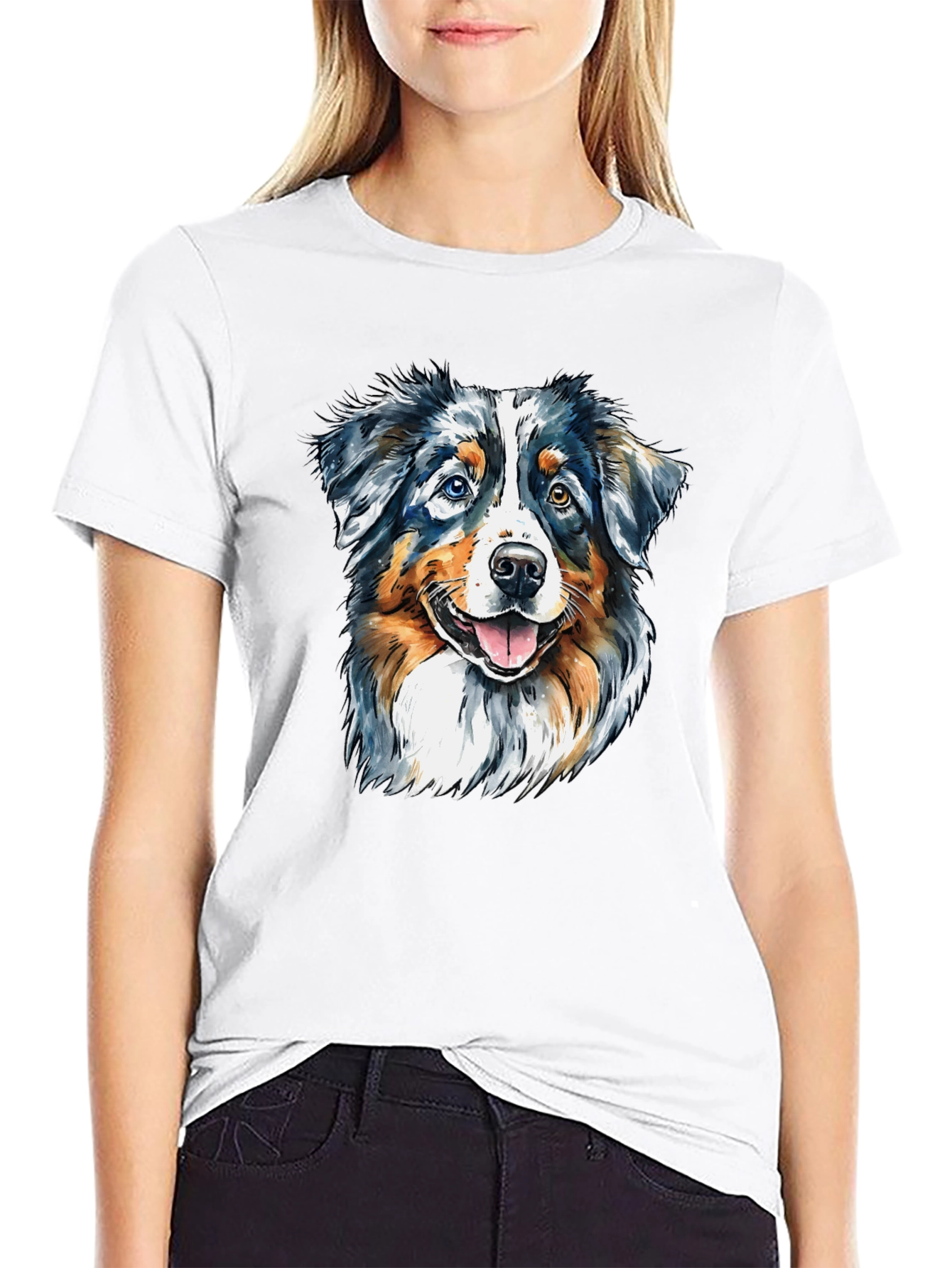 Dog Portrait Graphic Tee - Mens Black T-Shirt