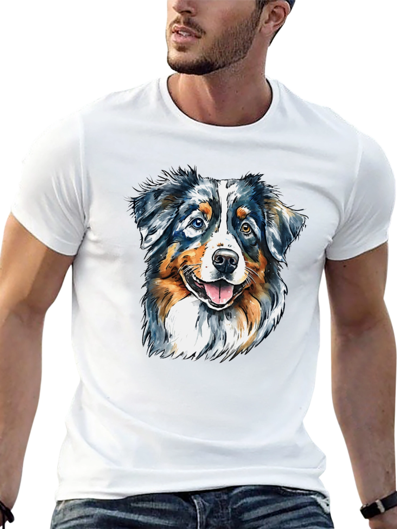 Dog Portrait Graphic Tee - Mens Black T-Shirt
