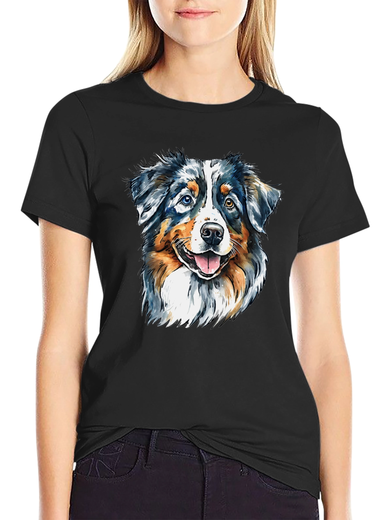 Dog Portrait Graphic Tee - Mens Black T-Shirt