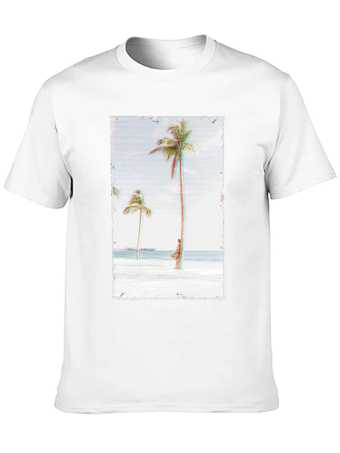 Tropical Beach Palm Tree Graphic Black T-Shirt
