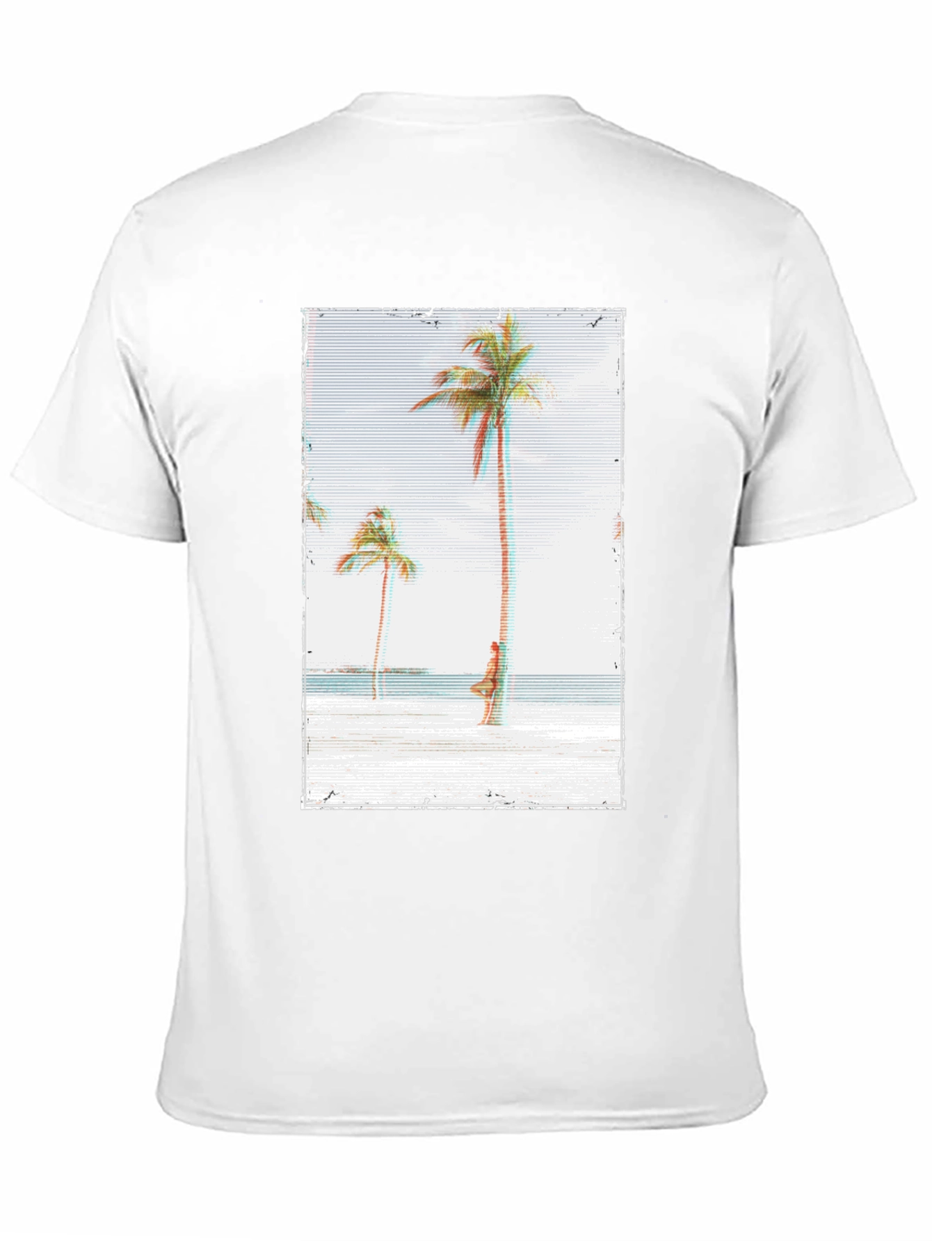 Tropical Beach Palm Tree Graphic Black T-Shirt