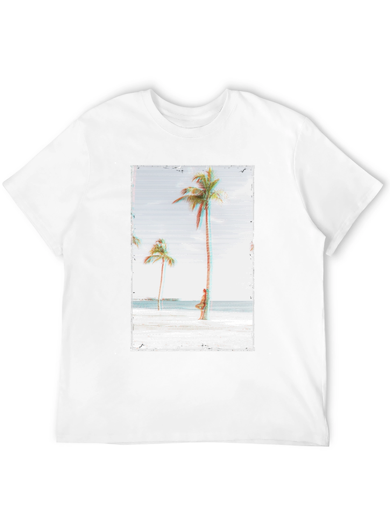 Tropical Beach Palm Tree Graphic Black T-Shirt