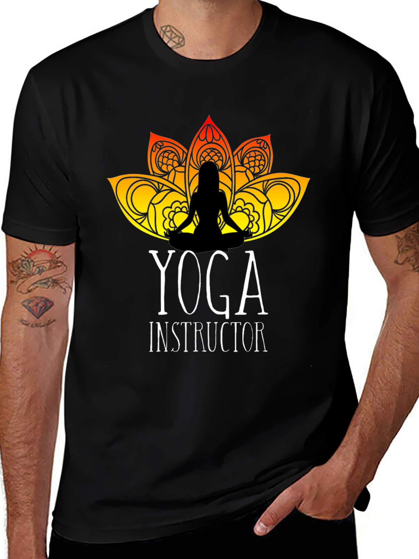 Yoga Instructor T-Shirt - Lotus Design Black Tee