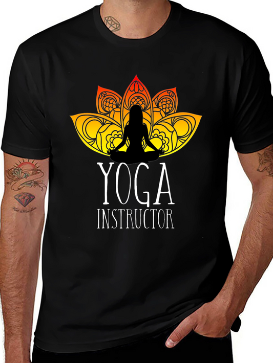 Yoga Instructor T-Shirt - Lotus Design Black Tee