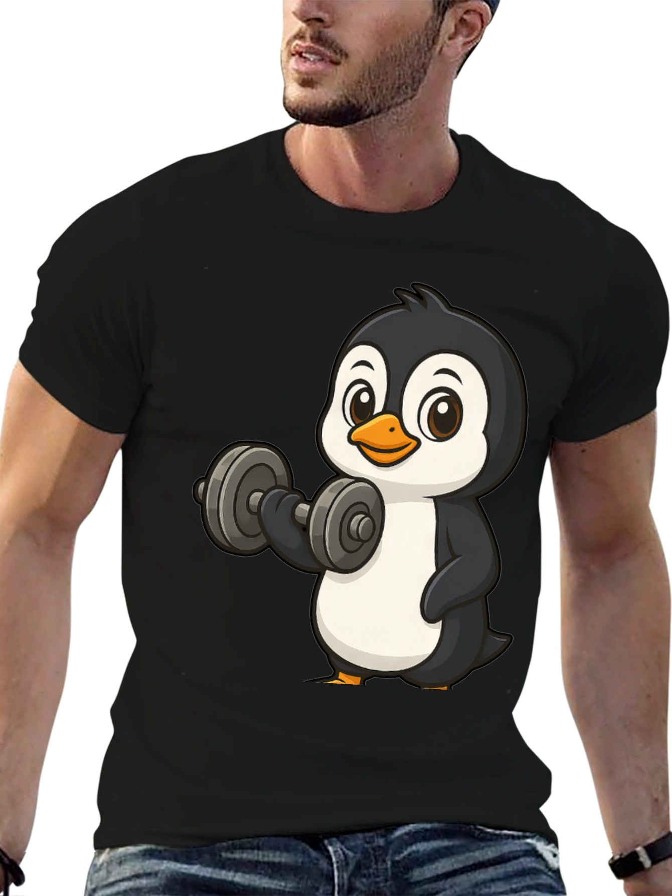 Workout Penguin Black T-Shirt