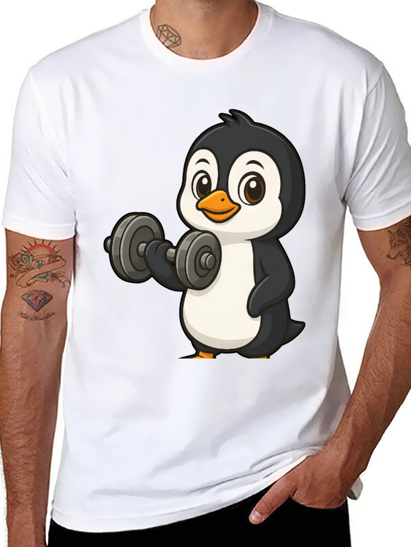 Workout Penguin Black T-Shirt