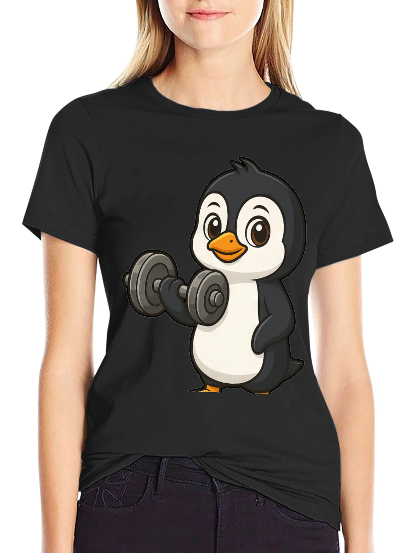 Workout Penguin Black T-Shirt
