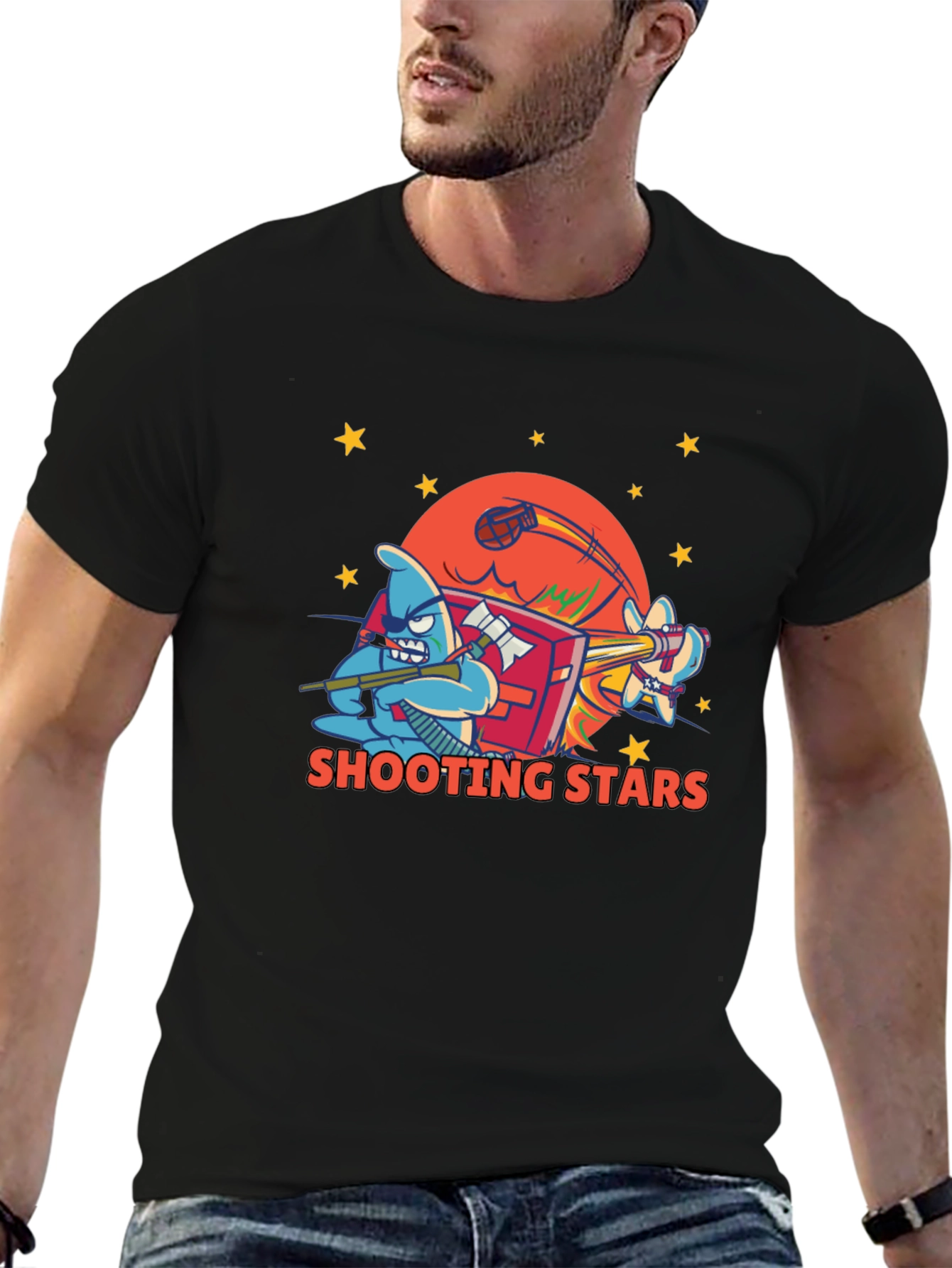 Shooting Stars Graphic Tee - Black