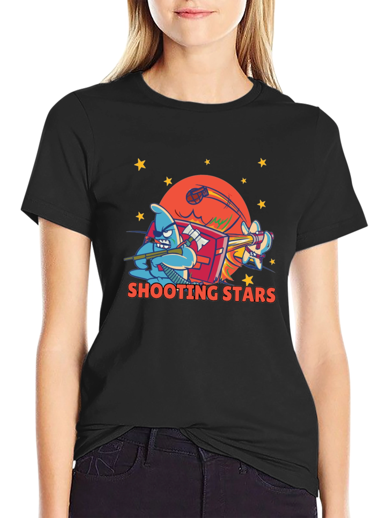 Shooting Stars Graphic Tee - Black